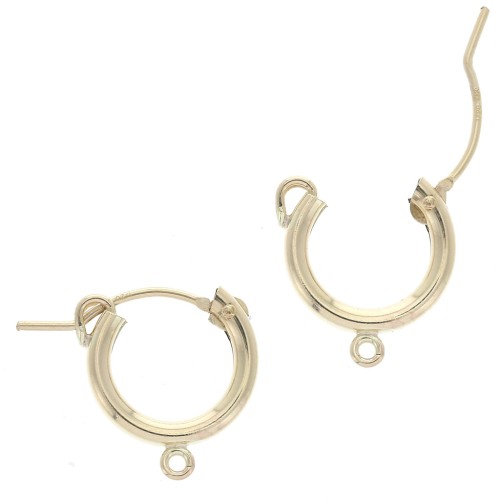 13 mm hoop earrings with open ring - 2.3 mm wire - Gold filled x2