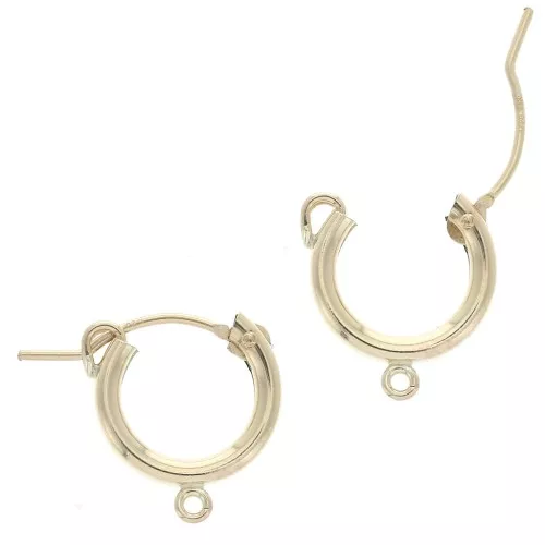 13 mm hoop earrings with open ring - 2.3 mm wire - Gold filled x2