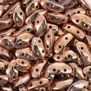 3x8mm Crystal Capri Gold Full 2-hole MobyDuo Czech Glass Bead x50