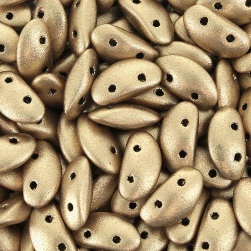 3x8mm Gold Mat 2-hole MobyDuo Czech Glass Bead x50