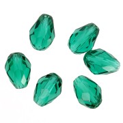6x8mm Emerald Drop Faceted Czech Glass Bead x20|raw }}