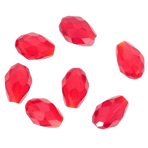 6x8mm Drop Faceted Czech Glass Bead - Siam x20