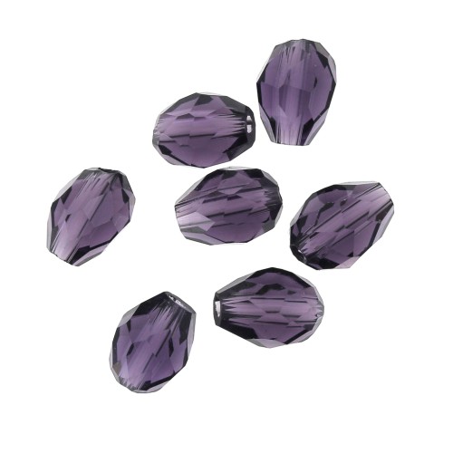 6x8mm Dark Amethyst Drop Faceted Czech Glass Bead x20