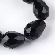 6x8mm Jet Drop Faceted Czech Glass Bead x20