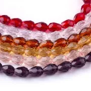 6x8mm Jet Drop Faceted Czech Glass Bead x20