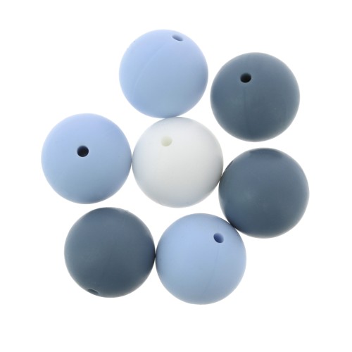 15mm Multi Blue/White silicone beads for pacifier x7
