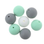 15mm Mint/Grey/White silicone beads for pacifier x7