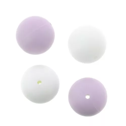 18mm Lavender/White silicone beads for pacifier x4