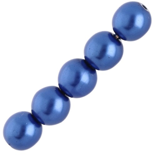 Pearly beads 8mm Marine Blue x25