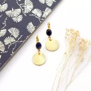 16mm Round engraved charm with a pleated effect - fine Gold plated x1