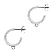 19mm zamac Hoop earrings with 1 ring to decorate - Fine Antique silver plating x2