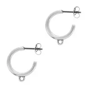 19mm zamac Hoop earrings with 1 ring to decorate - Fine Antique silver plating x2