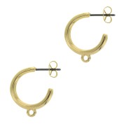 19mm zamac Hoop earrings with 1 ring to decorate - fine Gold plated x2|raw }}