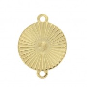 21x15.8mm Round pleated effect spacer and epoxy resin heart - Gold Tone / Black x1