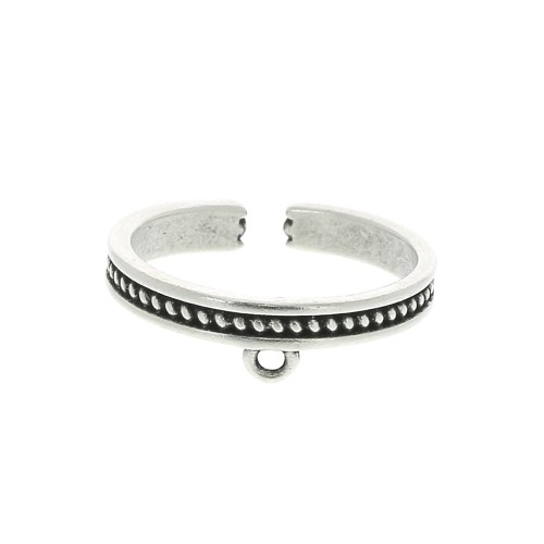 Adjustable ring with 1 ring - Ethnic pattern - Fine Antique silver plating x1