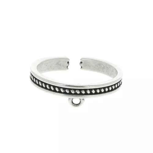 Adjustable ring with 1 ring - Ethnic pattern - Fine Antique silver plating x1