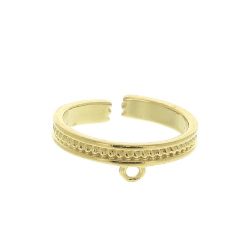 Adjustable ring with 1 ring - Ethnic pattern - fine Gold plated x1