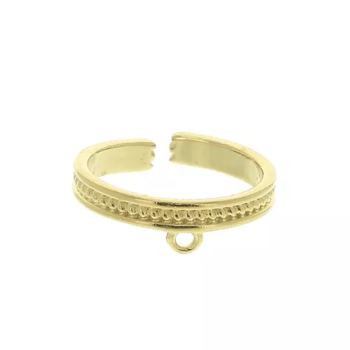 Adjustable ring with 1 ring - Ethnic pattern - fine Gold plated x1