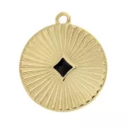 20mm medal charm pleated effect and epoxy resin fine Gold plated