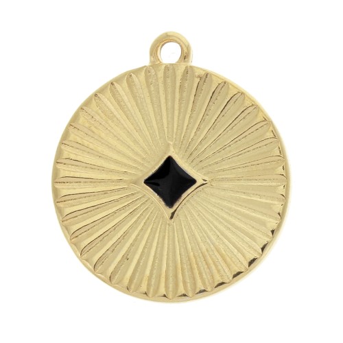 20mm medal charm pleated effect and epoxy resin fine Gold plated