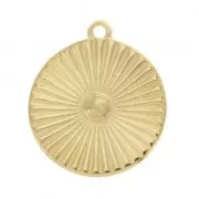 20mm medal charm pleated effect and epoxy resin fine Gold plated