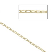 1mm oval elongated fine Cable mesh chain - fine Gold plated x1m