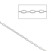 1mm oval elongated fine Cable mesh chain - fine silver plating x1m