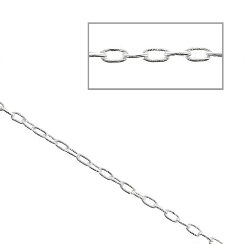 1mm oval elongated fine Cable mesh chain - fine silver plating x1m