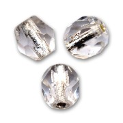 Fire Polished faceted round beads 6mm Crystal Silver Lined x25|raw }}
