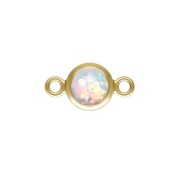 Round spacer 4.6 mm Imitation White Opal - Gold filled x1