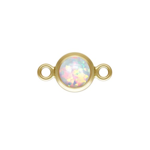 Round spacer 4.6 mm Imitation White Opal - Gold filled x1