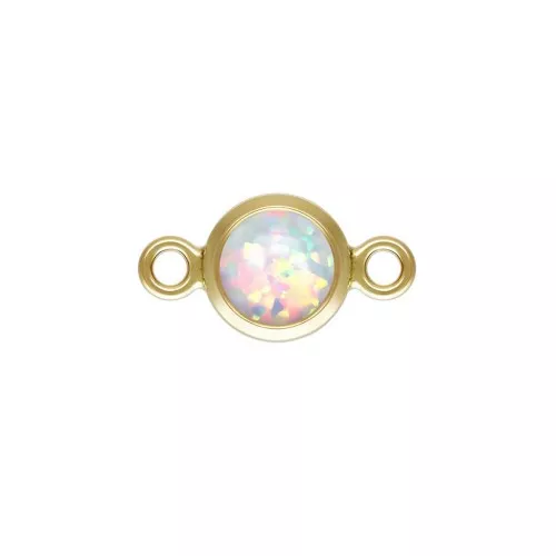 Round spacer 4.6 mm Imitation White Opal - Gold filled x1