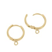 17mm 925 Sterling Silver Round Leverback earrings open ring - Gold Tone plated x2