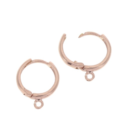 17mm 925 Sterling Silver Round Leverback earrings with open ring - Rose Gold x2