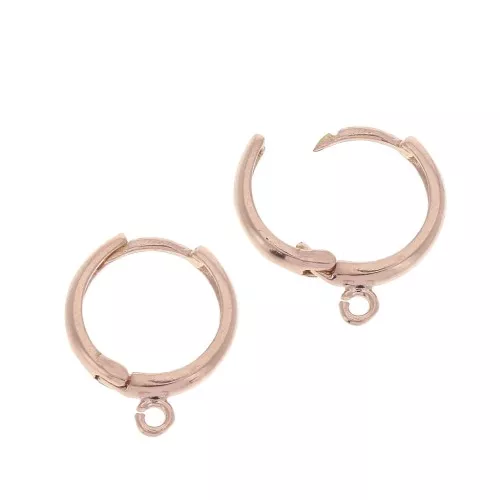 17mm 925 Sterling Silver Round Leverback earrings with open ring - Rose Gold x2