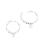 17mm 925 Sterling Silver Round Leverback earrings with open ring x2|raw }}