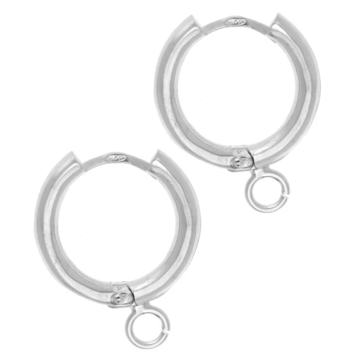 Round creole earrings with open ring 18.5 mm - Silver 925 x2