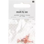 11mm cotton tassels with open jump ring - Light Pink/Coral/Ant Pink/Silver Tone x6