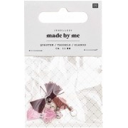 11mm cotton tassels with open jump ring - Bordeaux/Pink/Rust/Silver Tone x6