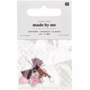 11mm cotton tassels with open jump ring - Bordeaux/Pink/Rust/Silver Tone x6