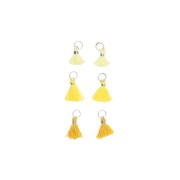 11mm cotton tassels with open jump ring - Yellow/Neon Yellow/Mustard/Silver x6|raw }}