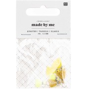 11mm cotton tassels with open jump ring - Yellow/Neon Yellow/Mustard/Silver x6