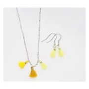 11mm cotton tassels with open jump ring - Yellow/Neon Yellow/Mustard/Silver x6