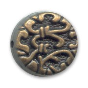 CCB Flat round bead 13mm Bronze tone x1