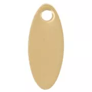Smooth oval charm 11x4 mm in 304L stainless steel, gold-plated x5