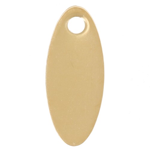 Smooth oval charm 11x4 mm in 304L stainless steel, gold-plated x5