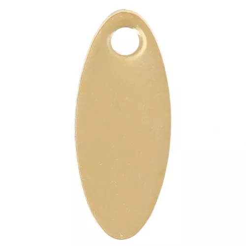 Smooth oval charm 11x4 mm in 304L stainless steel, gold-plated x5