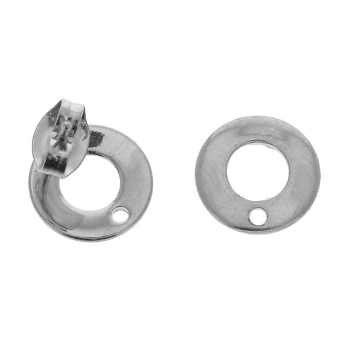 10mm 1-hole 304 stainless steel earstuds x2