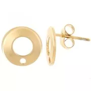 10.5mm 1-hole Gold plated 304L stainless steel earstuds x2