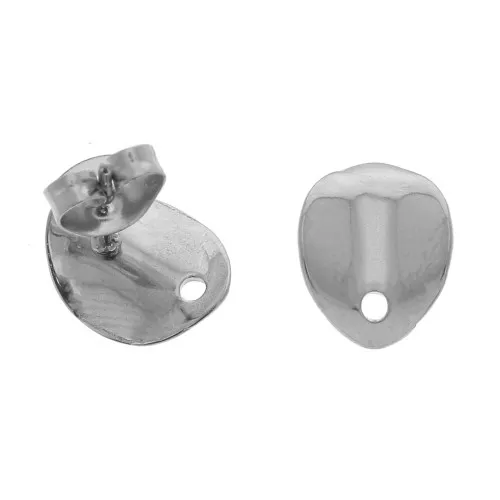 11x8.6mm 304 stainless steel 1-hole curved earstuds to decorate x2